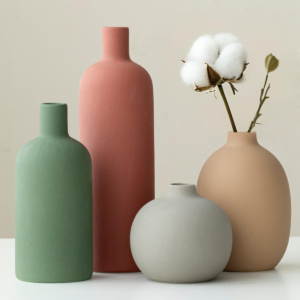 Modern Ceramic Vase Set Neutral Colors Decorative