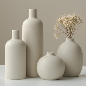 Modern Ceramic Vase Set Neutral Colors Decorative