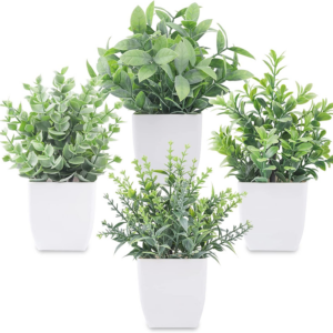 4 Pack Fake Plants Mini Artificial Greenery
