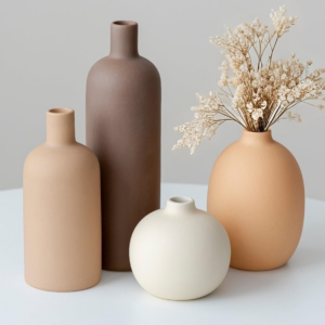 Modern Ceramic Vase Set Neutral Colors Decorative Vases for Home Shelf Decor